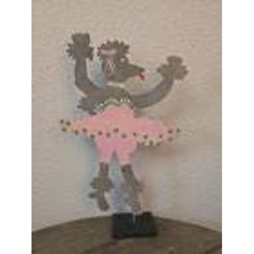 Signed Judie Bomberger Metal Art Sculpture Dancing Ballerina Poodle Phoebe